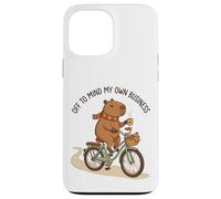 Off To Mind My Own Business Cozy Capybara Riding a Bike Case for iPhone 13 Pro Max
