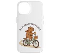 Off To Mind My Own Business Cozy Capybara Riding a Bike Case for iPhone 14