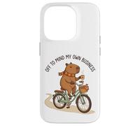 Off To Mind My Own Business Cozy Capybara Riding a Bike Case for iPhone 14 Pro