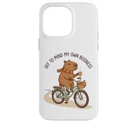 Off To Mind My Own Business Cozy Capybara Riding a Bike Case for iPhone 14 Pro Max