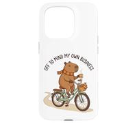 Off To Mind My Own Business Cozy Capybara Riding a Bike Case for iPhone 15 Pro