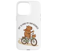 Off To Mind My Own Business Cozy Capybara Riding a Bike Case for iPhone 15 Pro Max