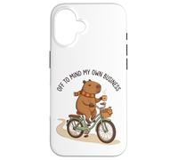 Off To Mind My Own Business Cozy Capybara Riding a Bike Case for iPhone 16