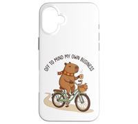 Off To Mind My Own Business Cozy Capybara Riding a Bike Case for iPhone 16 Plus