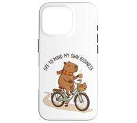 Off To Mind My Own Business Cozy Capybara Riding a Bike Case for iPhone 16 Pro