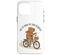 Off To Mind My Own Business Cozy Capybara Riding a Bike Case for iPhone 16 Pro Max