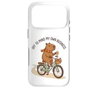 Off To Mind My Own Business Cozy Capybara Riding a Bike Case for iPhone 17 Pro