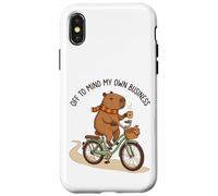 Off To Mind My Own Business Cozy Capybara Riding a Bike Case for iPhone X/XS