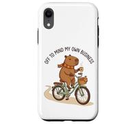 Off To Mind My Own Business Cozy Capybara Riding a Bike Case for iPhone XR