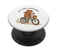 Off To Mind My Own Business Cozy Capybara Riding a Bike PopSockets Adhesive PopGrip