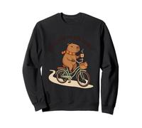 Off To Mind My Own Business Cozy Capybara Riding a Bike Sweatshirt