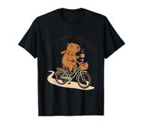 Off to Mind My Own Business Cozy Capybara Riding a Bike T-Shirt