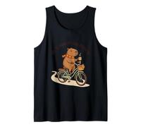 Off to Mind My Own Business Cozy Capybara Riding a Bike Tank Top