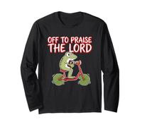 Off to Praise The Lord Frog Meme Funny Christian Faith Jesus Long Sleeve T-Shirt