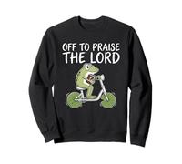 Off To Praise The Lord Frog Meme Funny Christian Faith Jesus Sweatshirt