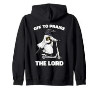 Off To Praise The Lord Funny Christian Crow Faith Raven Zip Hoodie
