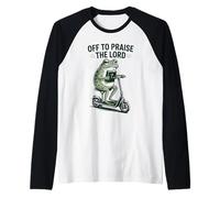 Off to Praise The Lord Funny Christian Frog Meme Raglan Baseball Tee