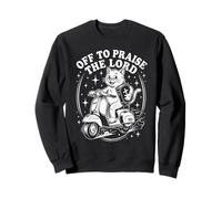 Off To Praise The Lord Funny Vintage Cat Christian Sweatshirt