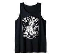 Off to Praise The Lord Funny Vintage Cat Christian Tank Top
