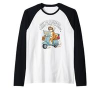 Off to Pretend I Know What I'm Doing Funny Shiba Scooter Raglan Baseball Tee