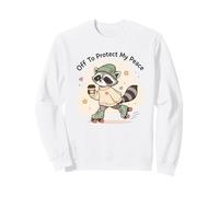Off to Protect My Peace Raccoon Roller Skating No Contact Sweatshirt