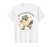Off to Protect My Peace Raccoon Roller Skating No Contact T-Shirt