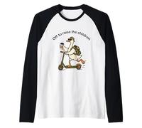 Off to Raise The Children Funny Goose Fathers Day Raglan Baseball Tee