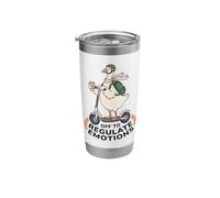 Off to Regulate Emotions Funny Goose on Scooter Therapy Meme Stainless Steel Insulated Tumbler