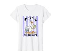Off to Save All the Silly Goose Stripes Value Graphic T-Shirt, Women, White, XL