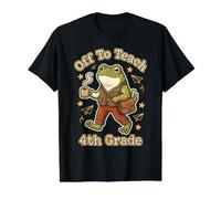 Off to Teach 4th Grade Frog Teacher Graphic Value Graphic T-Shirt, Men, Black, M