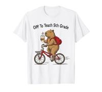 Off to Teach 5th Grade Capybara Teacher Back to School Value Graphic T-Shirt, Men, White, S