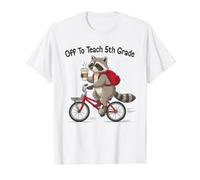 Off to Teach 5th Grade Raccoon Teacher Back to School Value Graphic T-Shirt, Men, White, M