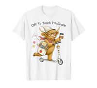 Off to Teach 7th Grade Teacher Highland Cow Back to School T-Shirt