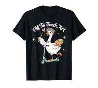 Off to Teach Art Goose Teacher Riding Scooter Back to School T-Shirt