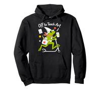Off To Teach Craft Cute Frog Coffee Scooter School Educator Pullover Hoodie
