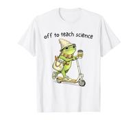 Off to Teach Science Funny Teacher Frog Back to School Humor Value Graphic T-Shirt, Men, White, M