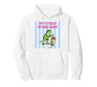 Off To Teach Second Grade Teacher Frog Scooter Back To. Pullover Hoodie