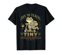 Off to Teach Tiny Humans Cute Frog Teacher Value Graphic T-Shirt, Men, Black, XL