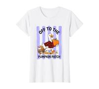 Off to the Pumpkin Patch Silly Goose Stripes Value Graphic T-Shirt, Women, White, L