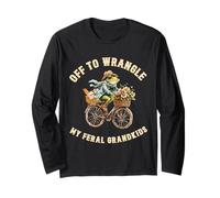 Off to Wrangle My Feral Grandkids Frog Meme Frog Riding Long Sleeve T-Shirt