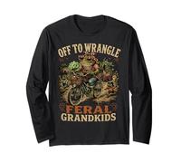 Off to Wrangle My Feral Grandkids Frog Meme Frog Riding Long Sleeve T-Shirt