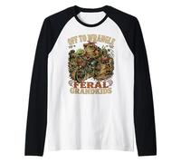 Off to Wrangle My Feral Grandkids Frog Meme Frog Riding Raglan Baseball Tee