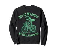 Off to Wrangle My Feral Grandkids Frog Meme Frog Riding Sweatshirt