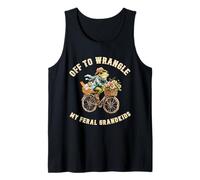 Off to Wrangle My Feral Grandkids Frog Meme Frog Riding Tank Top
