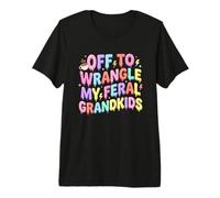 Off to Wrangle My Feral Grandkids Retro Coffee Cup Premium T-Shirt