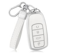 OFF WE GO Car Fob Holder Fit for Chery Omoda 5 C5 Jaecoo J7 J8 J9 Tiggo 7 8 Plus Arrizo 5 Key Cover Case Shell Key Protective Box with Keychain, White Silver
