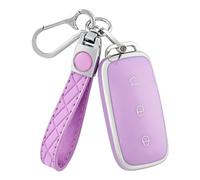OFF WE GO Car Fob Holder Fit for Geely Galaxy EX5 E5 Cityray L6 L7 EMI NO.1 Proton e.MAS 7 5 E8 Starry 8 Key Cover Case Shell Key Protective Box with Keychain, Purple Silver
