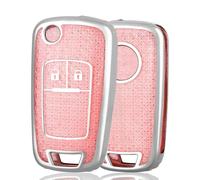 OFF WE GO Car Key Cover, 3 Buttons, TPU Material, Compatible with Various Cars, Pink Silver