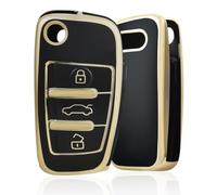 OFF WE GO Car Key Cover Case Car Key Fob for Audi A1 A2-A8 B6 B7 B8 C5 C6 Q1-Q7 RS3-RS6 R8 S1-S8 4F 4G TT TTS TTRS Soft TPU Full Protection Car Key Shell 3 buttons Car Key Holder Box, Black Gold