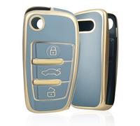 OFF WE GO Car Key Cover Case Car Key Fob for Audi A1 A2-A8 B6 B7 B8 C5 C6 Q1-Q7 RS3-RS6 R8 S1-S8 4F 4G TT TTS TTRS Soft TPU Full Protection Car Key Shell 3 buttons Car Key Holder Box, Blue Gold